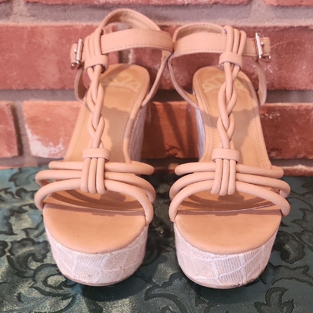 Fergalicious Nude Braided Wedge Sandals